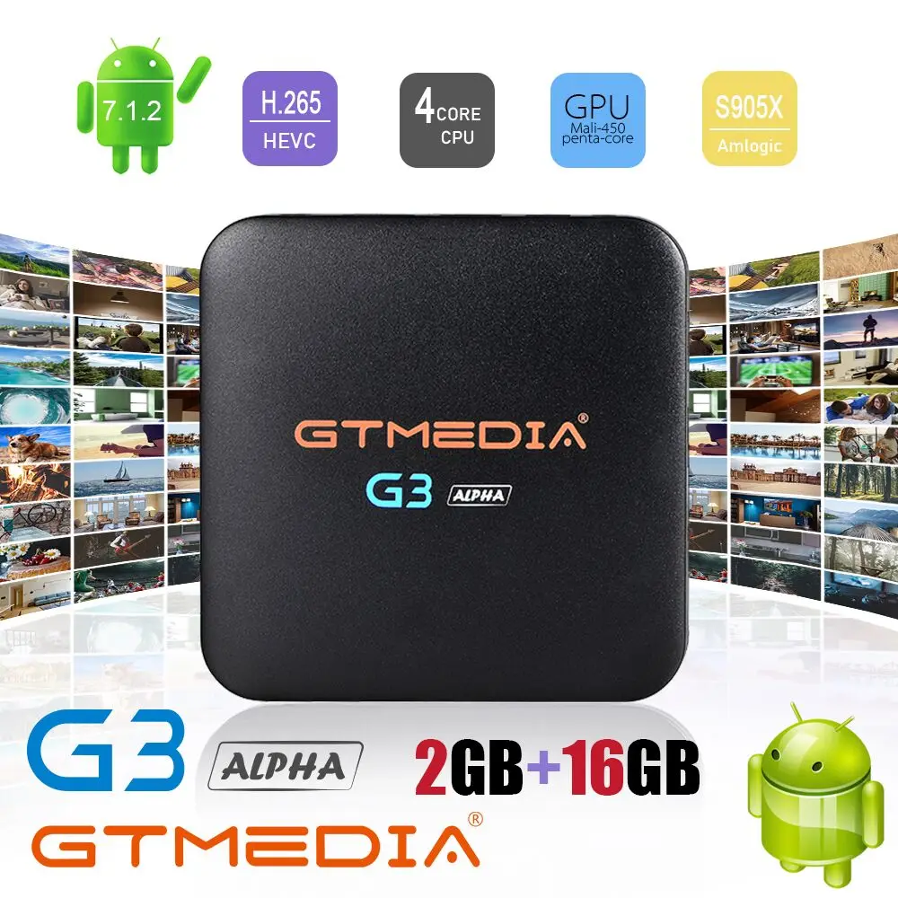 ТВ-приставка GTMEDIA G3 Alpha Android 7,1 2 ГБ/16 ГБ ТВ-приставка 2,4G/5G Wifi 4K H.265 BT4.0 смарт-медиаплеер pro PK X96 IP tv BOX M3U