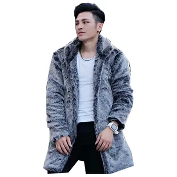 

2017 Winter Men Faux Fox Fur Gray Color Artificial Fur Coats Male Zipper Fur Outerwear Casual Plus Size Fur Jackets 4XL 5XL