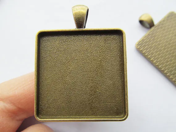 

5pcs Antique Bronze/Antique Silver tone Base Setting Tray Bezel Pendant Charm/Finding,fit 30mm Square Cabochon/Cameo,DIY