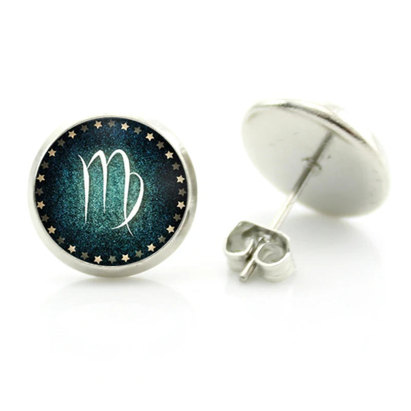 Tafree New Clic Signs Men Women Stud Earrings Vintage Dark Blue Tafree New Clic Signs Men Women Stud Earrings Vintage Dark Blue Zodiac Symbol Jewelry For Birthday Gifts D1192 In From