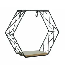 Estanteria pared estilo nordico ferro hexagonal grade prateleira combinação pendurado figura geométrica decoração parede prateleira 19may20 p35