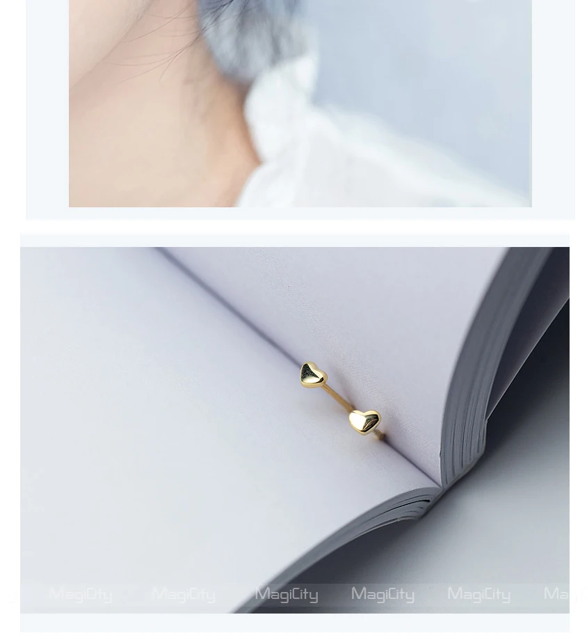 Women Korean Minimalist 925 Earrings Girls Children Gold Color Tiny Heart Sterling Silver Stud Earrings Kinderen Orecchini Cuore (6)