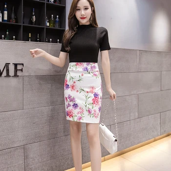 

Summer Style Pencil Skirt Women High Waist Skirts Vintage Elegant Bodycon Floral Print Midi Skirt Faldas Mujer Moda Jupe Femme