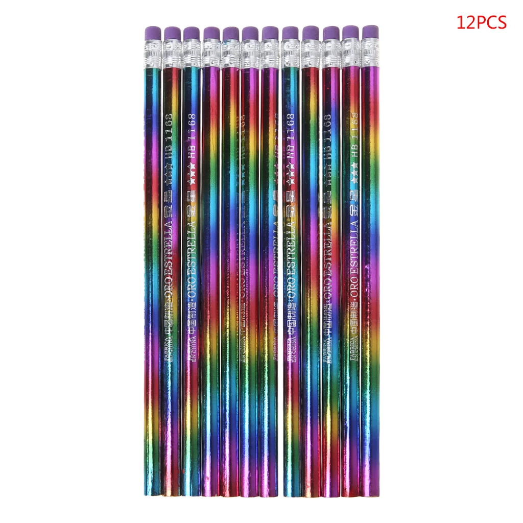 12 шт цветные радужные карандаши древесины по охране окружающей среды яркий Цвет HB карандаш рисования картины карандаши для школы и офиса ПИСЬМЕННЫЕ ручка