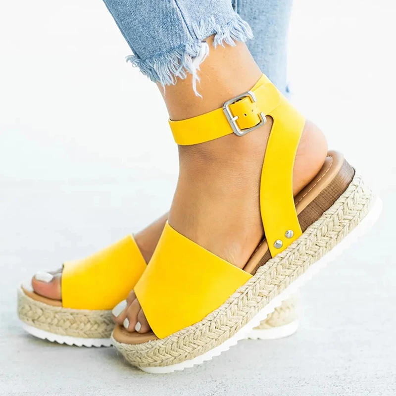 Women Sandals 2019 New Summer Wedge Leather Women Shoes Peep Toe Gladiator Sandals Ladies Casual Shoes Women Platform Sandals