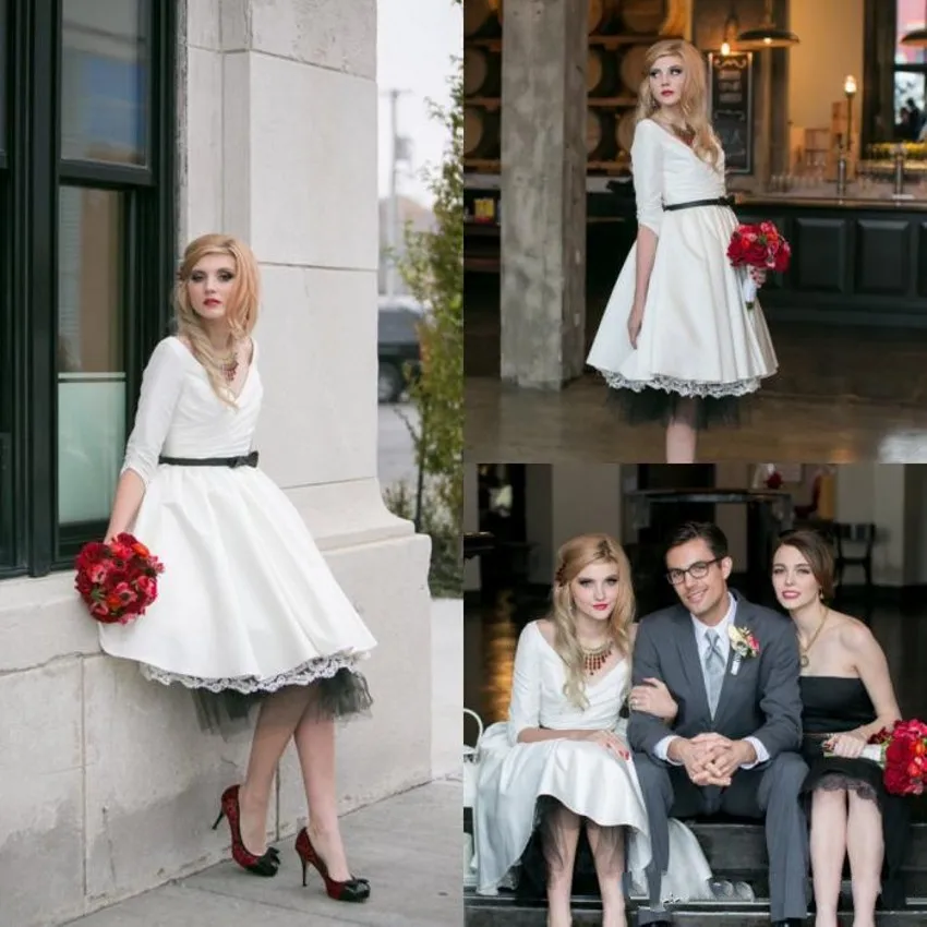 Otoño Invierno Corto Una Línea de Vestidos de Novia Árabe Musulmán Vestidos  De Noiva de Encaje Tules V Cuello Novias Robe De Mariage|robe de mariage|a  line wedding dresswedding dresses arabic - AliExpress