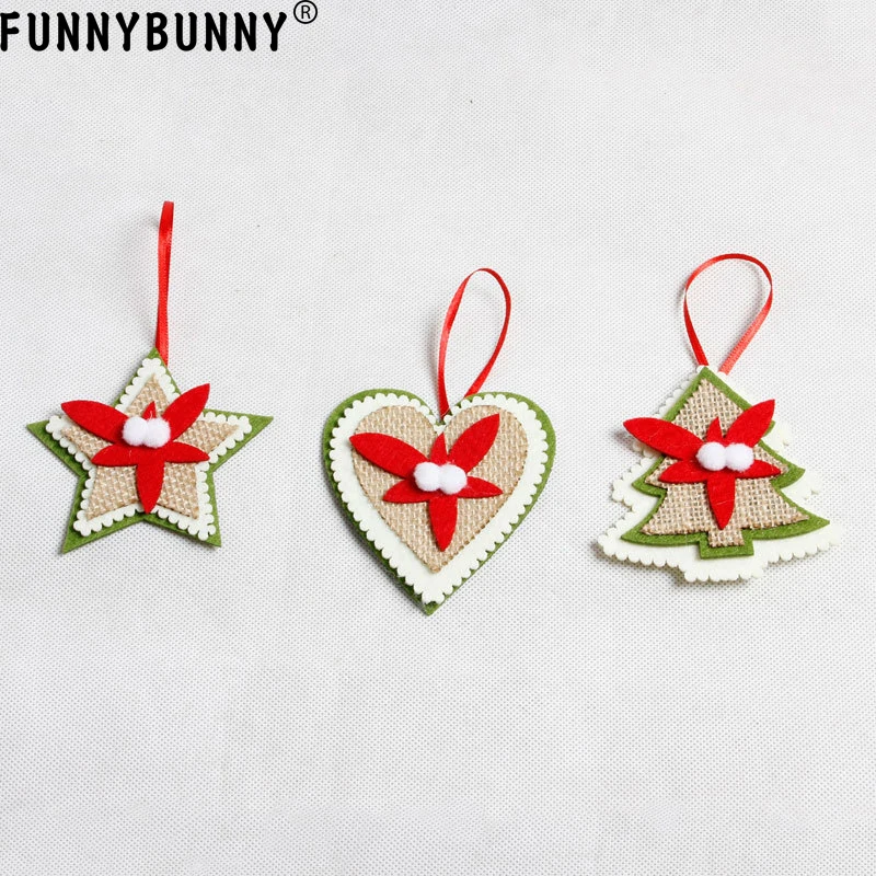 

FUNNYBUNNY Non-woven pendant Christmas tree pendant decoration supplies Christmas Tree Pentagram Heart Pattern