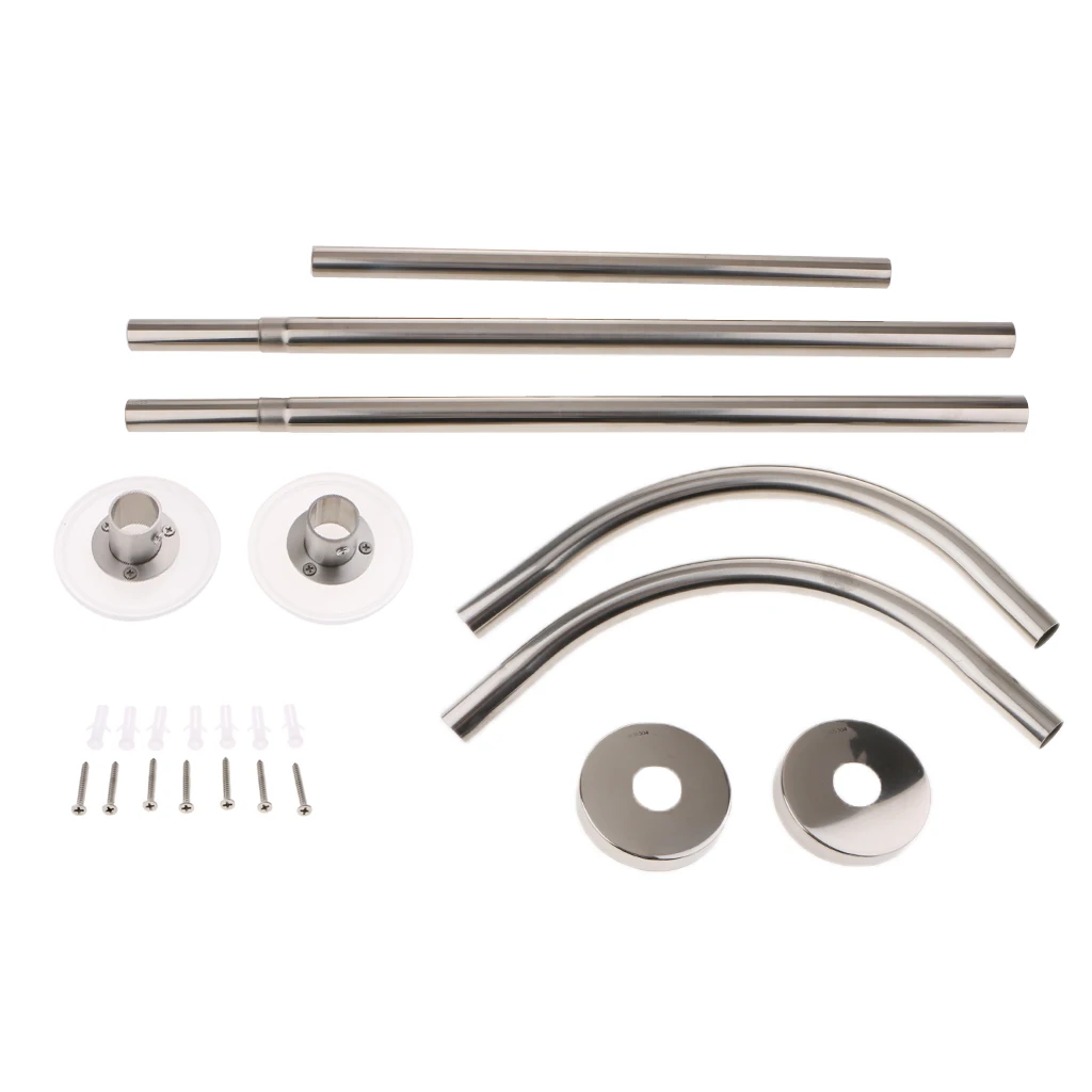 

Curved Shower Curtain U Shape Rail Bath Tub Track Ring Clip Track Hanger Rod 31-47inch Adjustable Size