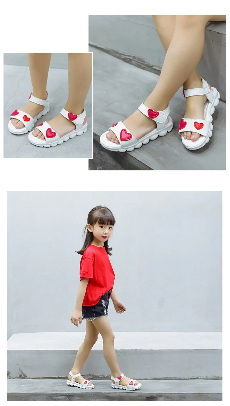 Новые повседневные Летние сандалии; нескользящая обувь с мягкой подошвой для девочек; Корейская версия пляжной обуви «wild baby love»