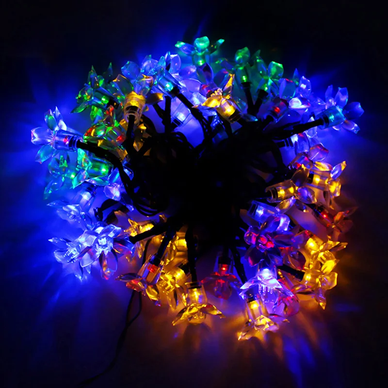 Chiclits LED Solar String Light 50led 7M Flower Fairy Lights Garlands Garden Christmas Trees Wedding Party Decor Lamp (21)