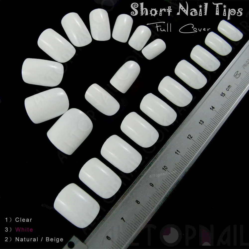 

White Short Acrylic Artificial False Nail Tips 100x Full Cover Fake Nail Art Tips Makeup DIY -Free Shipping