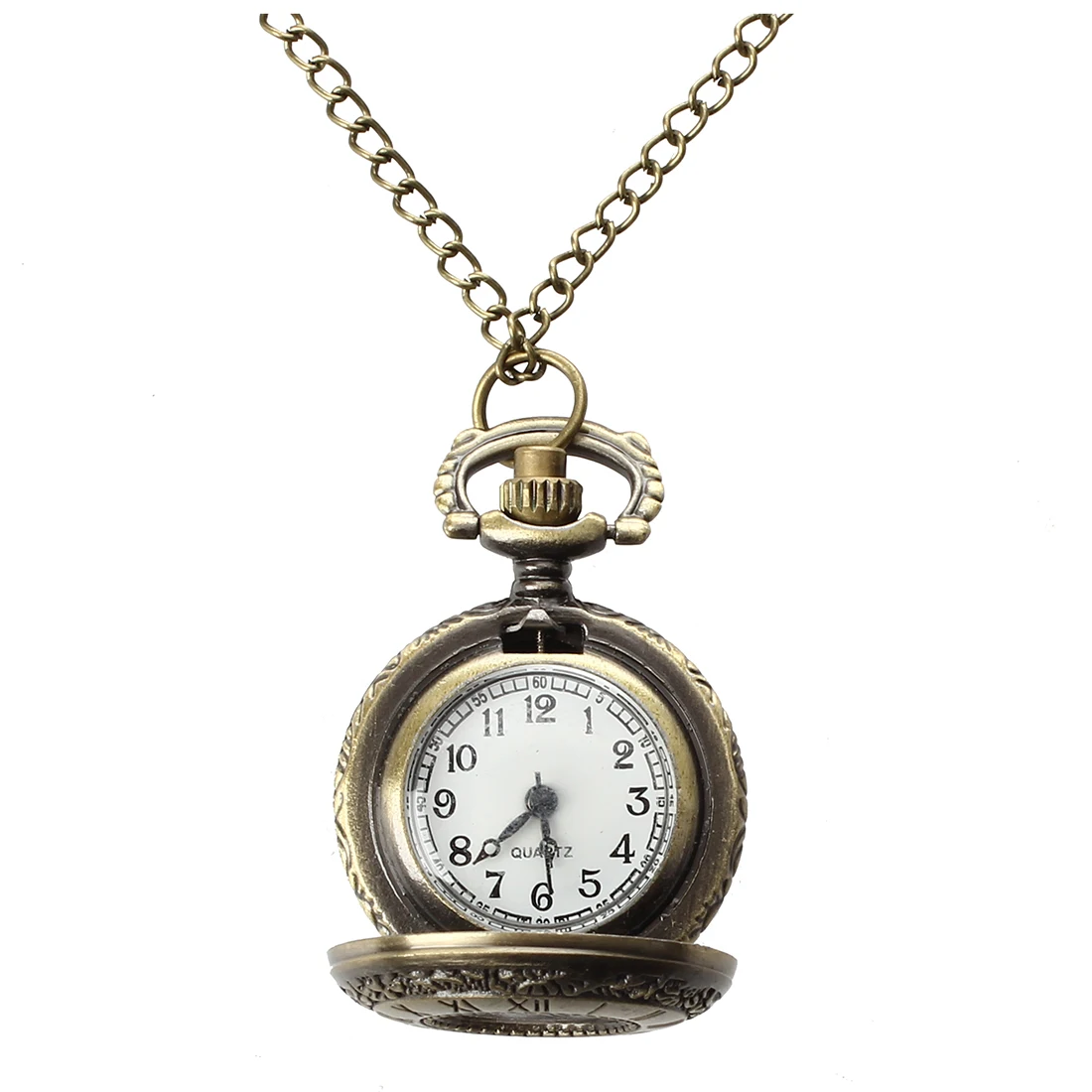 

Quartz Pendant Pocket Watch Chain Antique Bronze Roman Numeral Hollow Hot