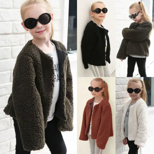 

2018 Brand New Toddler Kids Babys Girls Clothes Winter Faux Fur Warm Coat Tops Lucky Child Outwear Jacket INS baby Hot Coats