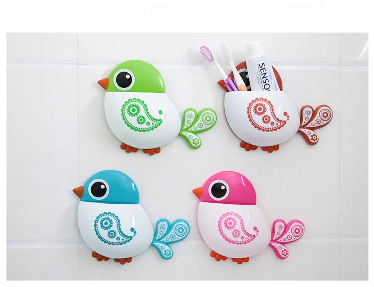 1 قطعة حامل فرشاة الأسنان البلاستيكية الطيور نمط الالتصاق الحمام فرشاة الأسنان تخزين منظم منزلي موافق 0533