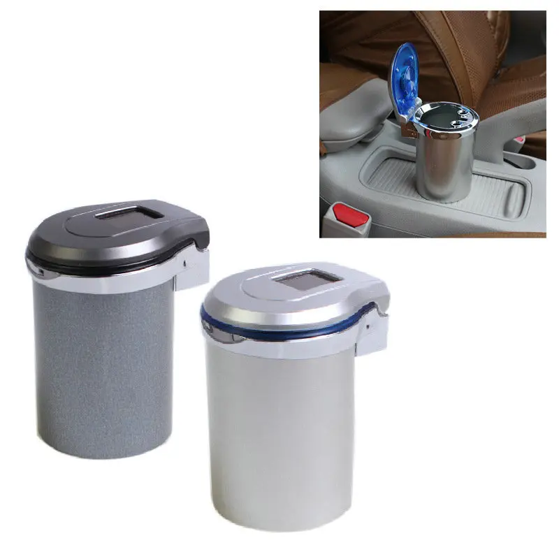 Car ashtray solar power supply LED light auto ashtray on