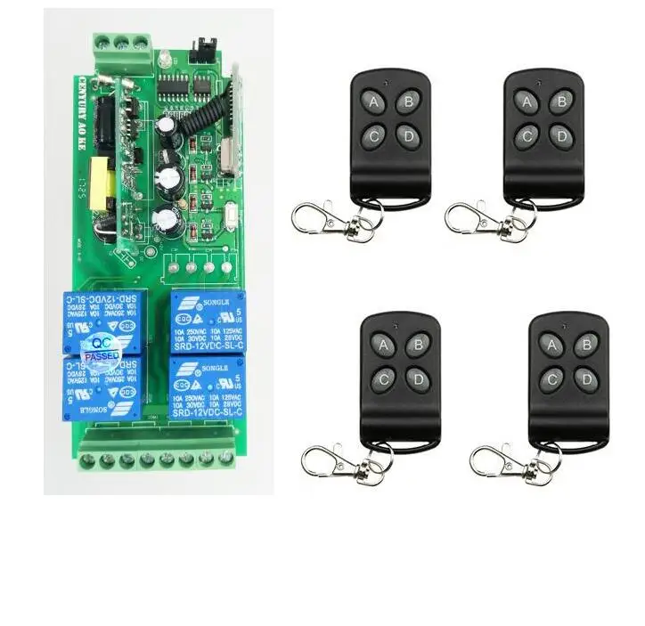 2017 10A 1000w AC85v~250V 110V 220V 230V 4CH Wireless Remote Control Switch Relay Output Radio RF 4*Transmitter and 1 Receiver |