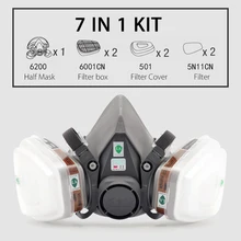 6200 N95 двойной противогаз защитный фильтр химическая респираторная маска спреи маска для лица газовый респиатор маска от пыли с фильтром