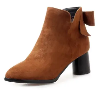 

Ladies Sweet Chaussure Women Shoes Woman Zapatos Mujer Sapato Girls Ankle Boots Square High Heels Booties Butterfly Zip XZ181218