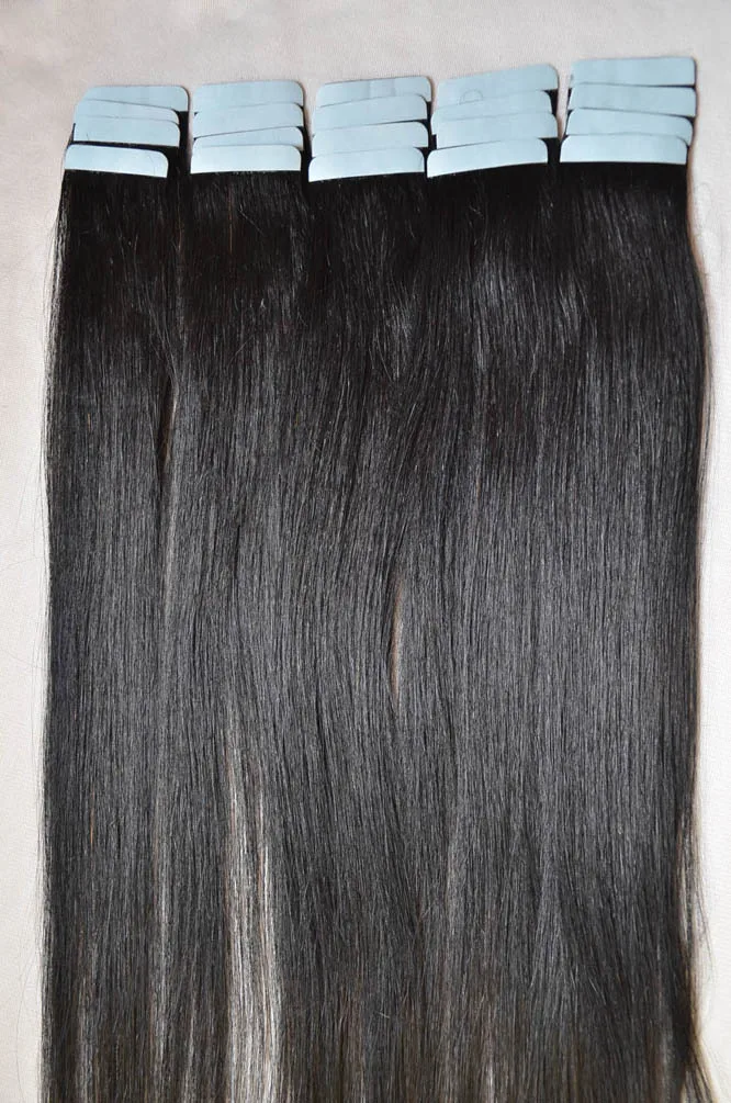 Wholesale 24" 26" Women's Remy Human Hair Straight Tape Skin Weft Hair Extensions 3.5g/piece 70g