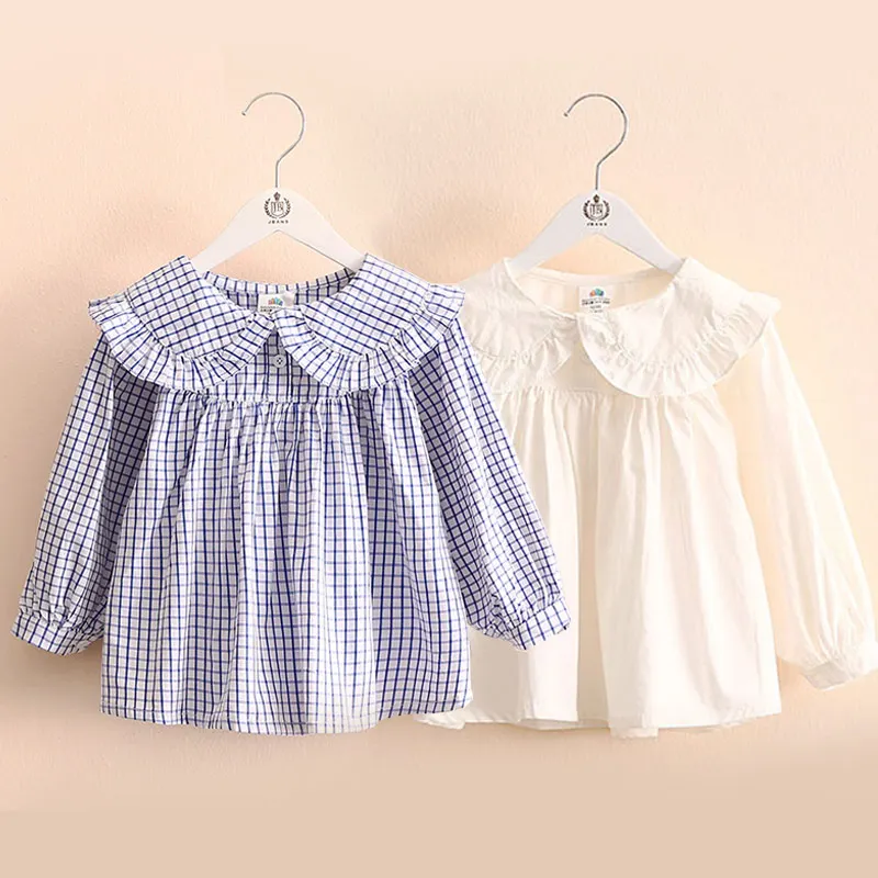 

Blouse For Girls 2018 Spring Autumn European American Style 2-10 Years Children Long Sleeve Kids Baby Girl Plaid Blouses Shirts