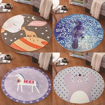 

Modern Washed Children Cartoon Round Mat Rugs And Child Carpet Yoga Mat Bedroom Living Room Carpet Creative Home Decoration