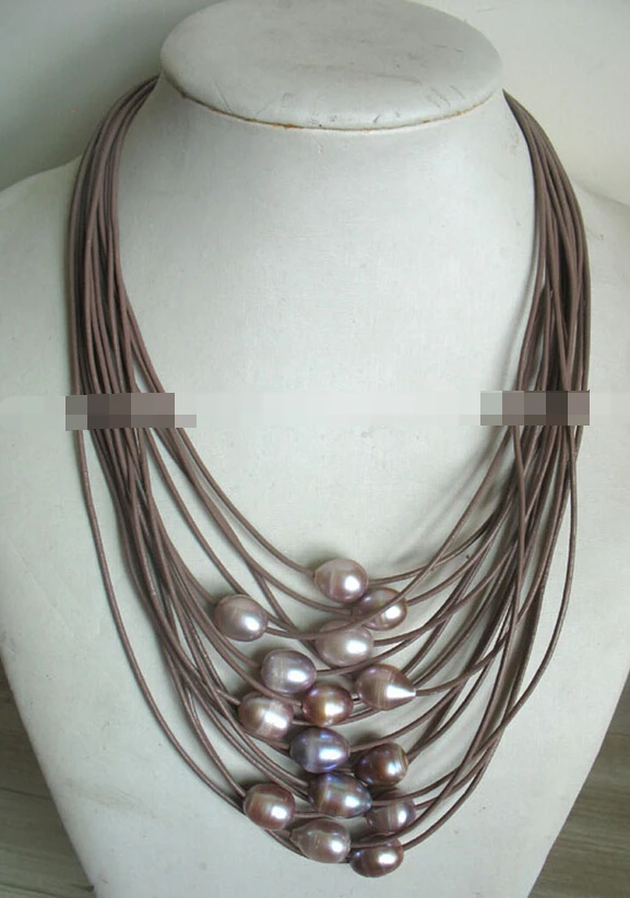 

Miss charm Jew1754 WOW! 17-24" 15rows freshwater pearl purple egg necklace