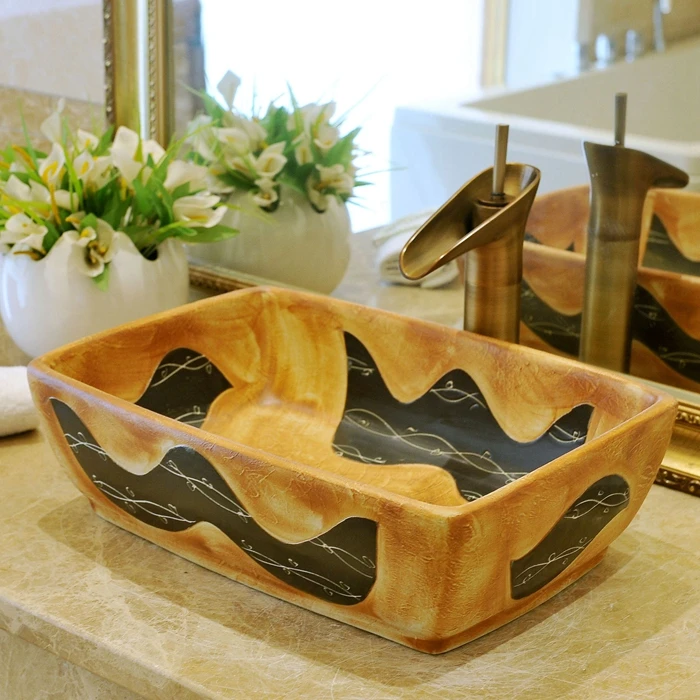 

Rectangular Jingdezhen Bathroom ceramic sink wash basin Porcelain Counter Top Wash Basin Bathroom Sinks modern sink vanity