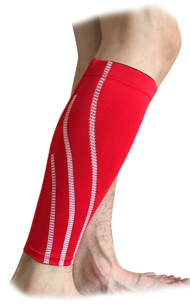 Взрослые спортивные защитные щитки гетры для езды на велосипеде Компрессионные рукава для голени поддержка рукава для бега упражнения Защитная Экипировка для футбола - Цвет: Красный