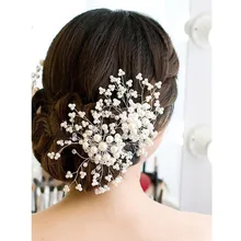 Beautiful Elegant Women Ladies Floral Wedding Pearl Crystal Bridesmaid Bridal Party Hair Comb Hairpin Jewelry Hair Accessories