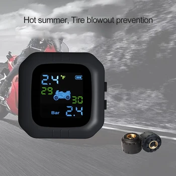 

Waterproof Cordless TPMS Motorcycle Tire Pressure Monitoring System 2 External Sensor Moto Tools