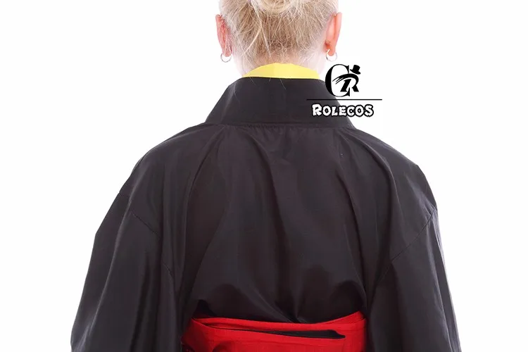 Rolecos японское кимоно для женщин традиционный черный юката костюмы для косплея пояс Obi вечерние платья