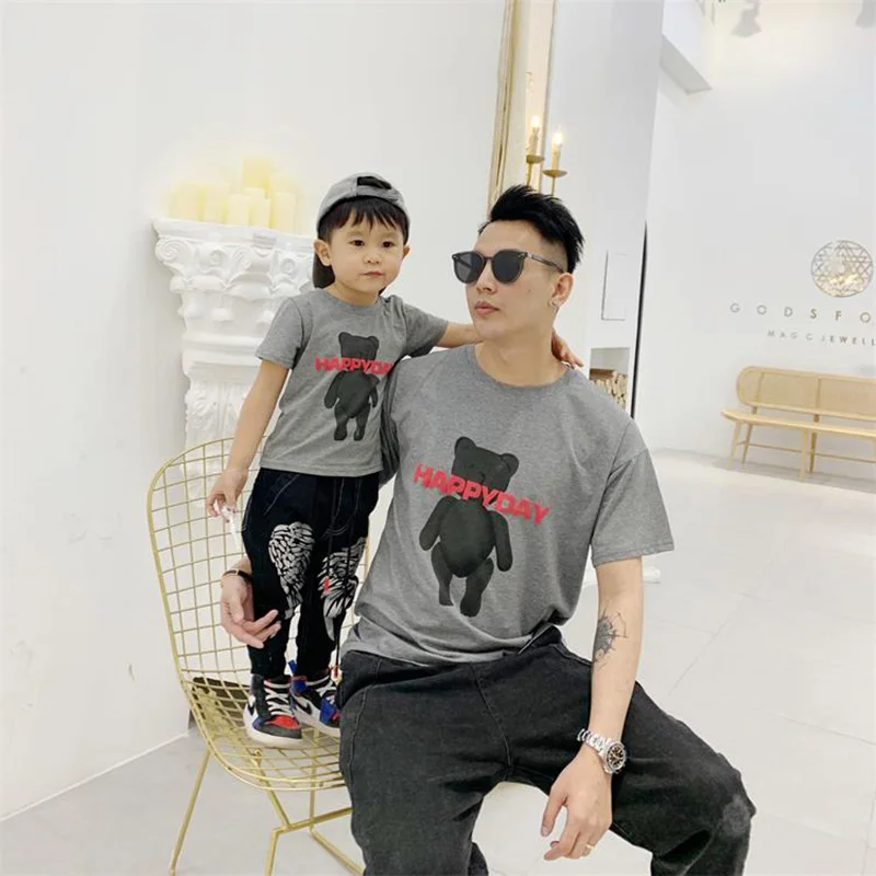 Adult1pc+Kid*1pc XXXL Father Mother Boys T-shirts Short Sleeve Bear Print Summer Tops Family Matching Clothes Mom Dad Girl Shirt Adult1pc+Kid*1pc XXXL Father Mother Boys T-shirts Short Sleeve Bear Print Summer Tops Family Matching Clothes Mom Dad Girl Shirt