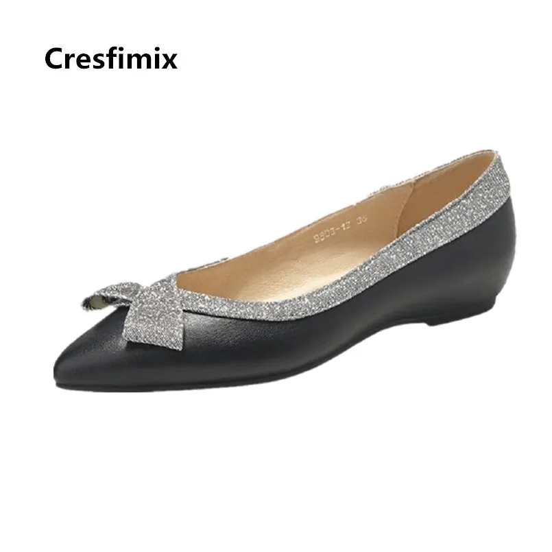 

Cresfimix femmes chaussures plates women cute black crystal office flat shoes lady casual party slip on beige shoes zapatos 2945