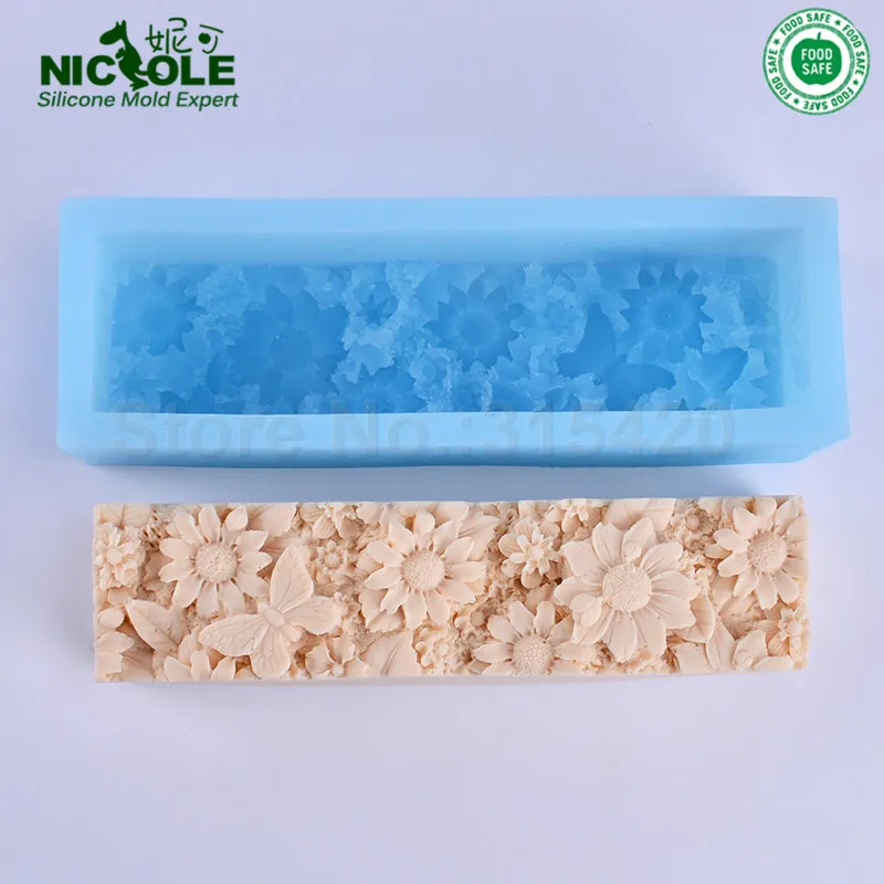 Nicole Flower Loaf Soap Molds,Handmade Silicone Flower Loaf Soap Mold