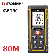 SNDWAY T80 laser distance meter rangefinder 80m 262ft trena Bubble level range finder Building measure tape tester Tools
