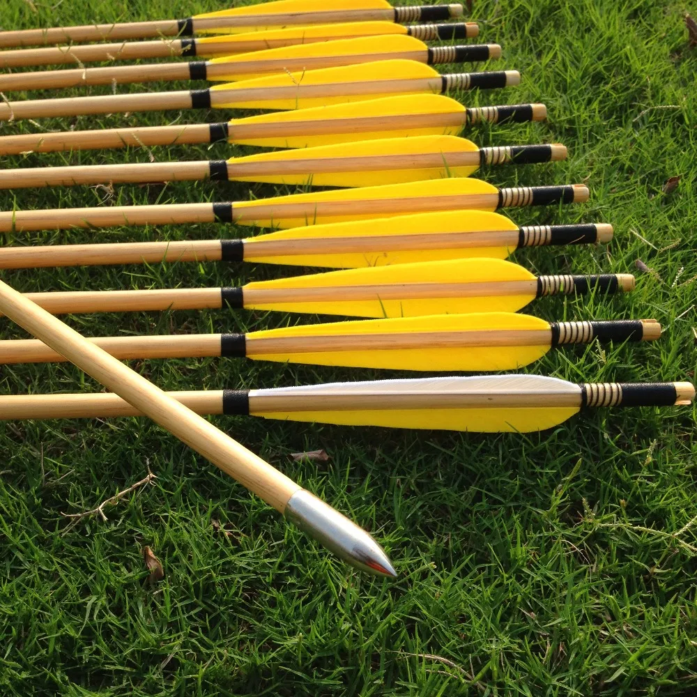 

One Dozen Fully Handmade Archery Hunting Wooden Arrow Longbow Target Practice