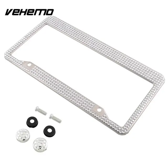 Vehemo Stainless Steel Le Luxury White Bling Crystal Number Vehemo Stainless Steel Le Luxury White Bling Crystal Number License Plate Frame