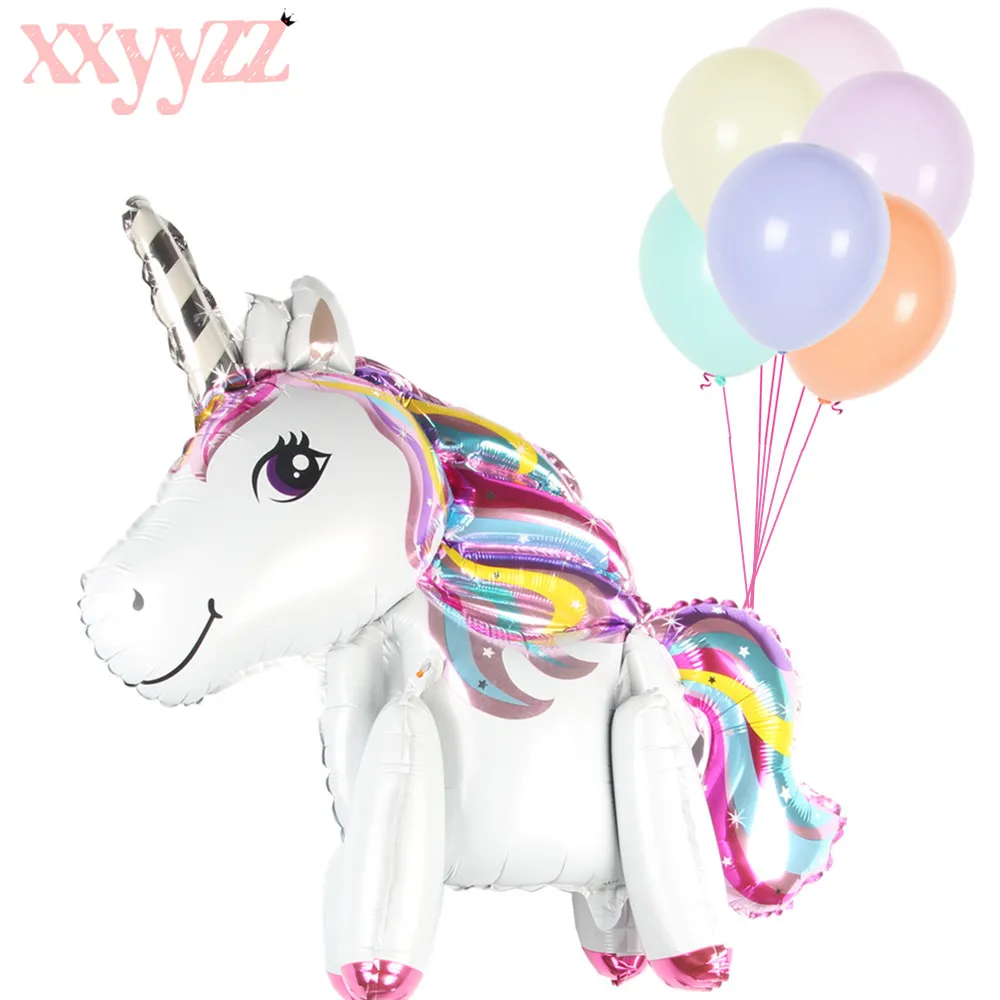 

XXYYZZ 11PCS Unicorn And Cloud Marble Balloons SET Latex Rainbow Unicorn Birthday Party Balloon Party Supplies Decorations Toys
