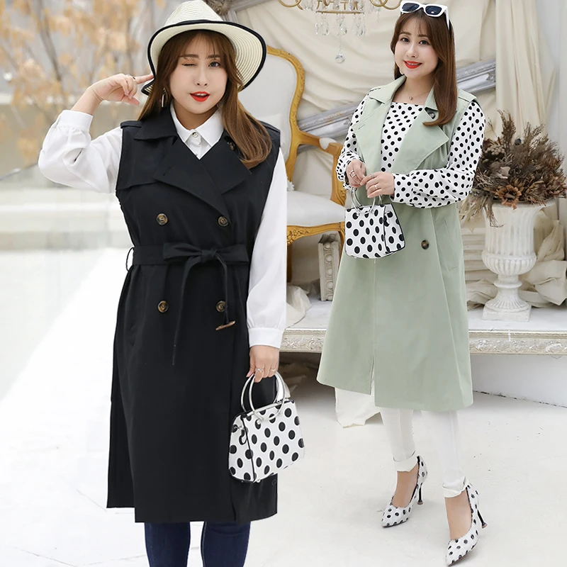 

Korean Style Office Slim Double Breasted Turn-Down Collar Long Sashes Plus Women Vests 2019 Spring New Top Selling Waistcoats