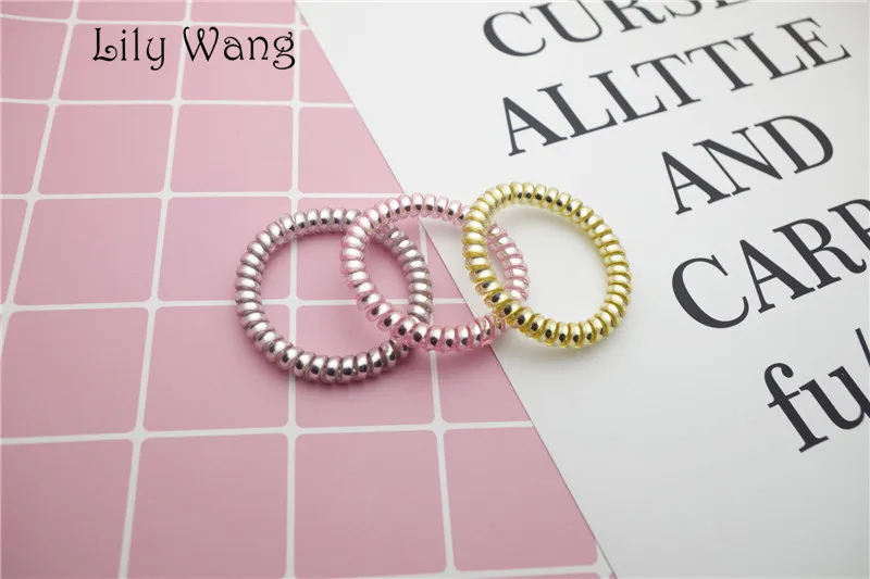 Elastic Hair Bands Telephone Wire scrunchy gum for hair Accessories Rubber Bands Headwear Hair Rope Ties  Spiral Shape  (6)