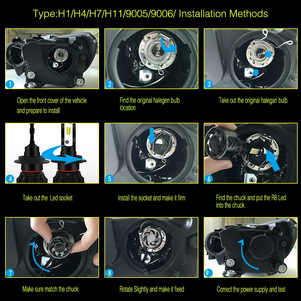 Авто головного средства ухода за кожей Шеи светильник s с Lumi светодиодный s Z ES чип лампада светодиодный H4 светодиодный светильник для автомобиля H1 9003 HB2 H7 H8 H9 H11 9005 HB3 9006 HB4 фары автомобиля