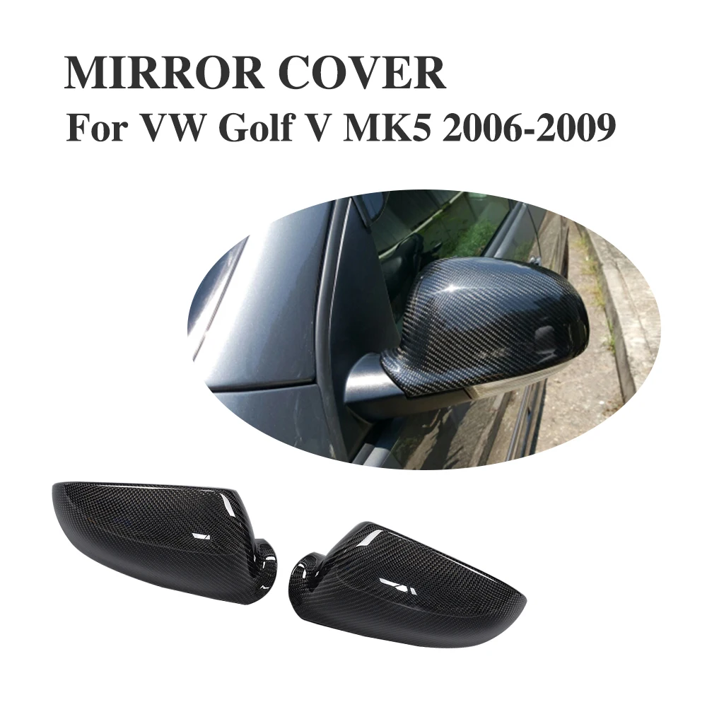 Replacement Carbon Fiber Side rearview mirror caps Covers For VW Golf V