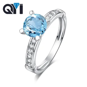 

QYI Fashion jewelry sky Blue topaz ring Natural real blue topaz 925 stelring silver Fine Jewelry 1.25 ct Gemston Free shipping