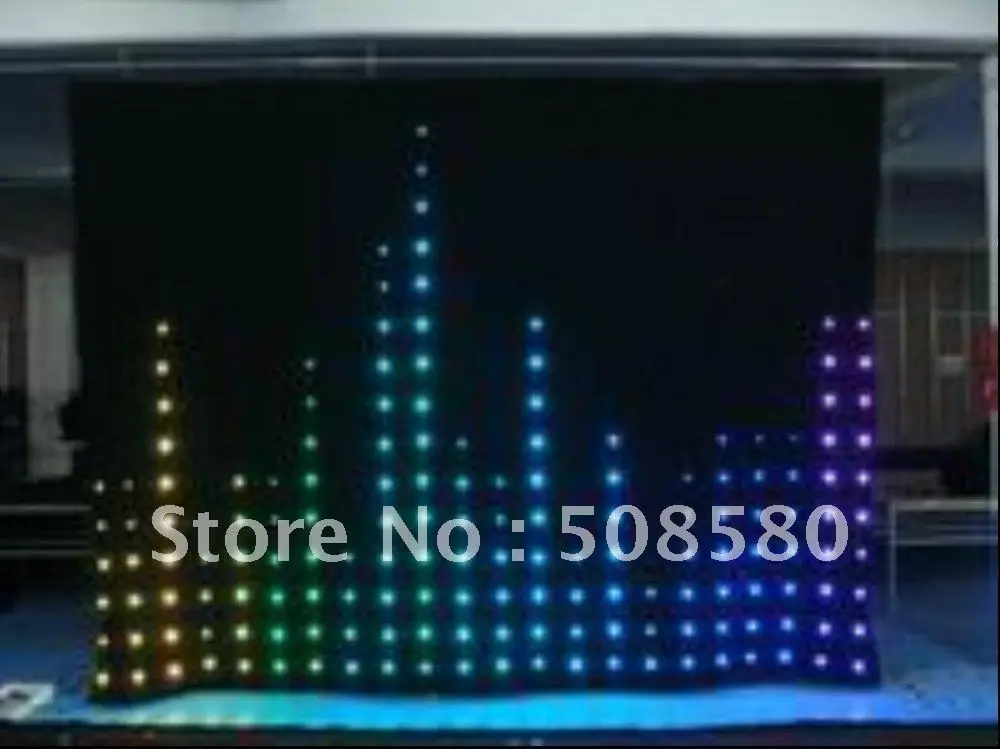 

1x2M RGB LED Video Curtain SMD 5050/ Fireproof Velour Cloth 66pcs+Controller 7CHS SD&Sound&Auto&DMX