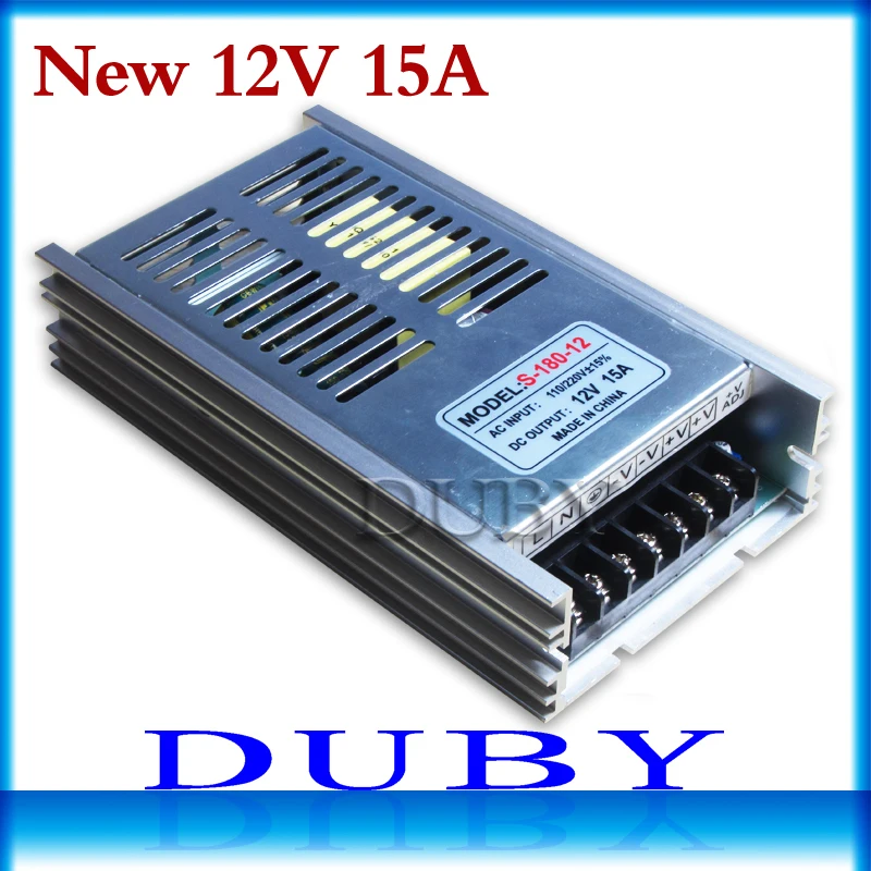 

New 12V 15A 180W Switching power supply Driver For LED Light Strip Display AC100-240V Factory Supplier Free Shipping