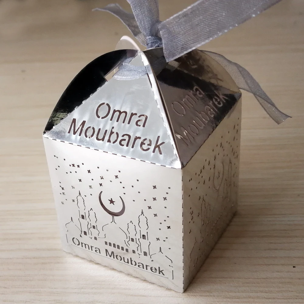 50 шт. 5*5*8 см зеркало золото серебро Omra Moubarek коробка конфет для ИД украшение