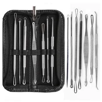

7pcs Makeup Facial Acne Blemish Needle Pimple Spot Extractor Blackhead Remover Cleaner Tool Face Cleaning Tool With Zipper Case