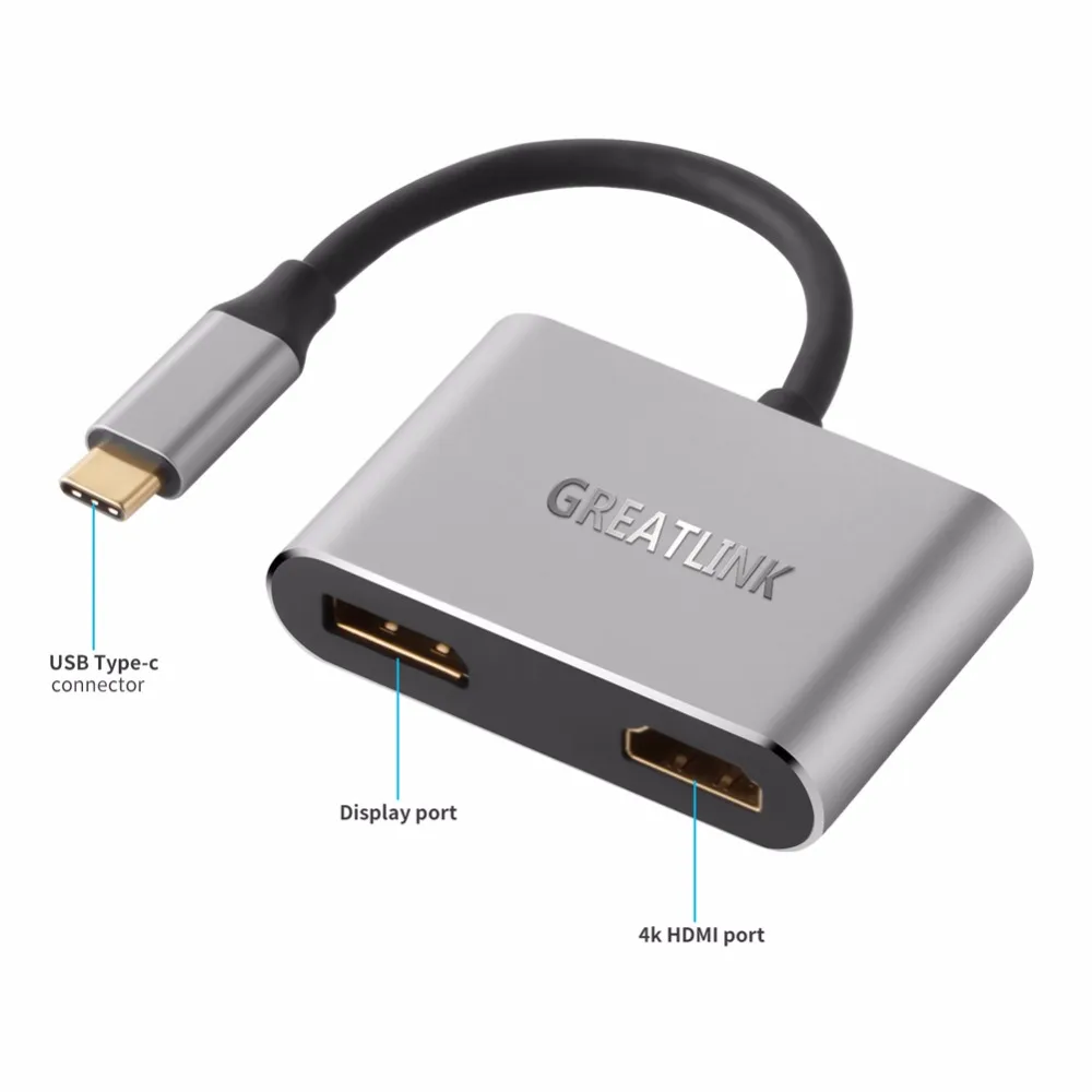 Тип C 3,1 на дисплей Порт DP HDMI 4K сплиттер USB-C type-C 3,0 AUX удлинитель Дисплей порт конвертер Thunderbolt 3 концентратор док-станция