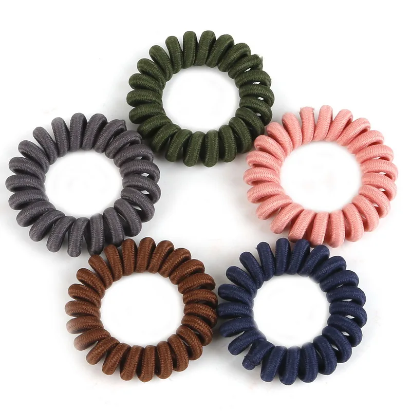 hair clip ins 5Pcs Elastic Telephone Wire Elastic Hair Bands For Girl Headwear Ponytail Holder Rubber Bands Scrunchies Women Hair Accessories Hairclip