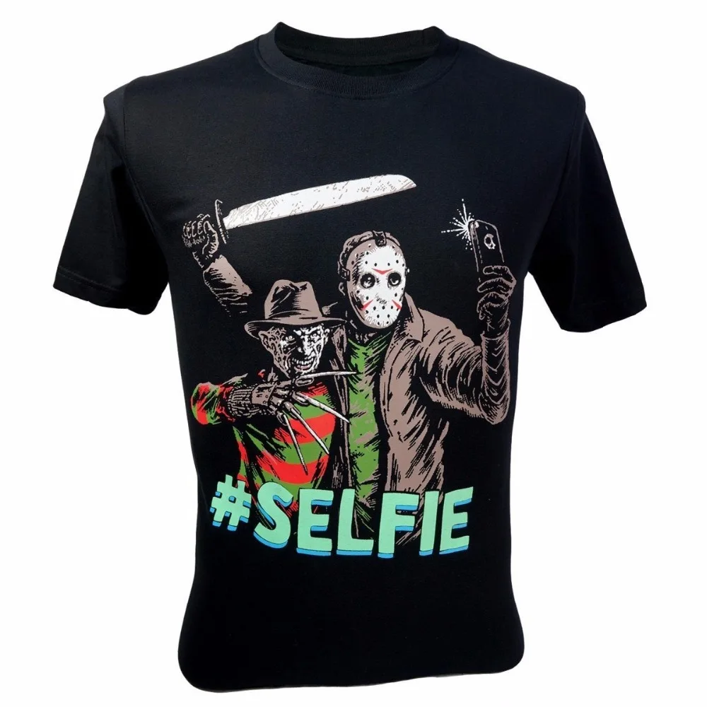 

Formal Shirts Short Sleeve Men Zomer Men'S Freddy Krueger Vs Jason 13Th Friday #Selfie T Shirt Black O Neck T Shirts